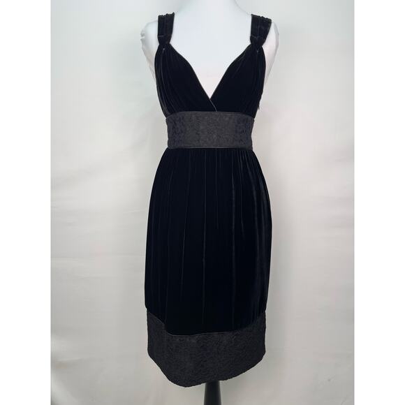 To The Max Black Velvet Lace Trim Cocktail Dress Size 4 Small - Picture 1 of 12